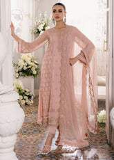Ensembles By Azure Embroidered Chiffon 3 Piece Unstitched Suit AZU24EF ES-053 NECTARINE